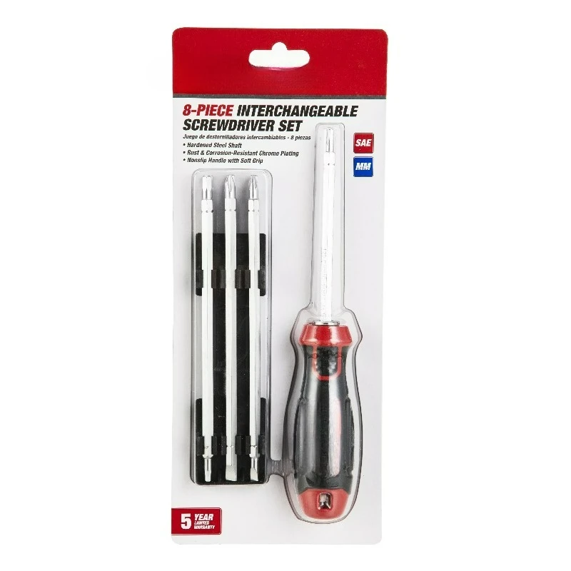 8 Piece Interchangeable Slotted & Phillips Bits Screwdriver Set