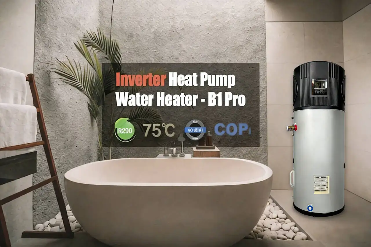 High COP R290 Electric  Air Source Heat Pump Water Heater 200/300L With Solar Coil For Outdoor Household Use