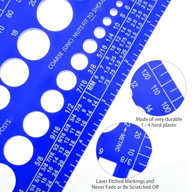 Nut Bolt Thread Gauge Checker Bolt Size And Thread Gauge  Bolt And Nut Identifier Blue Bolt Nut Thread Measure Gauge 2PCS