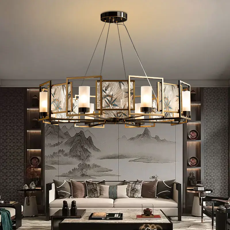 

Elegant Chinese Enamel Copper Pendant Light - Modern Design for Living Room, Tea Room, Chinese Style Dining, Zen Bedroom Decor