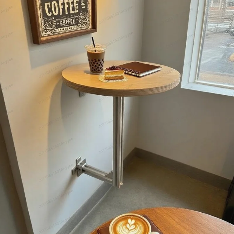 Trendy Cafe Wall Mounted Table Bubble Tea Shop Floating Desk Space Saving Coffee Tables Industrial Chic Compact Side Table