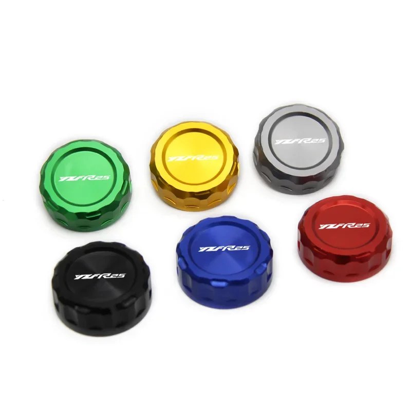 With Logo: YZF R25 Motorcycle CNC Aluminum Rear Brake Fluid Reservoir Cover Cap For YAMAHA R1 09-14 R3 R25 13-16 R6 06-14 6color