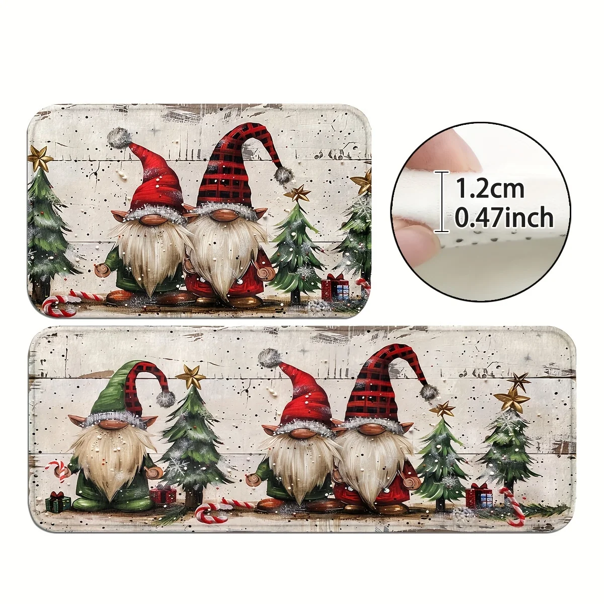 VIKAMA Weihnachtsteppich, 2 Stück, Küchenteppich, festliche Weihnachtsdekoration, Wohnzimmerteppich, Schlafzimmerteppich, Fußmatte, Willkommensmatte, Heimdekoration