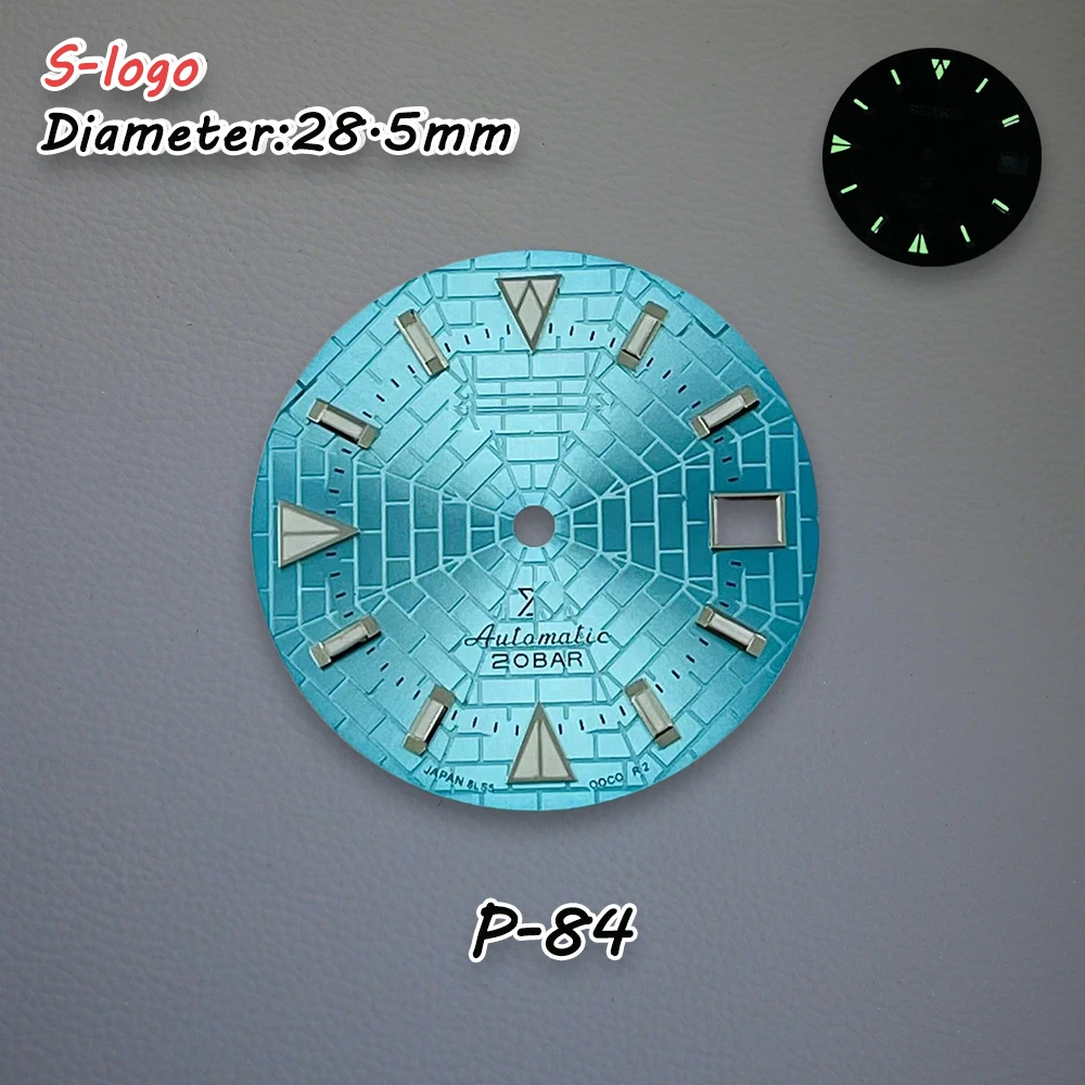 28.5mm S Logo Cobweb NH35 Dial Sunray Dial Fit NH36/4R/7S Movement Green Luminous Watch Modification Accessories Repair tools ﻿