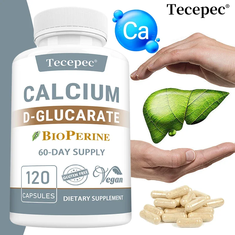 Calcium D-Gluconate Capsules - for Liver Detox & Cleansing, Fat Burning, Prostate, Metabolism, Antioxidant, Non-GMO