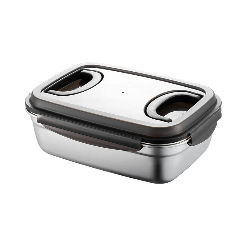 Large Capacity Stainless Steel Fresh-keeping Box with Lid  Handle Sealed Refrigerator Food Storage Containers Kitchen Organizer