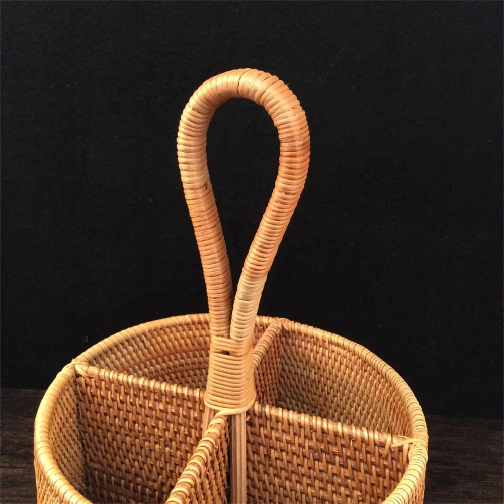 

Natural Rattan Storage Basket Large Capacity Desktop Organizer Sundry Storage Container for Home Table Kitchen Snacks