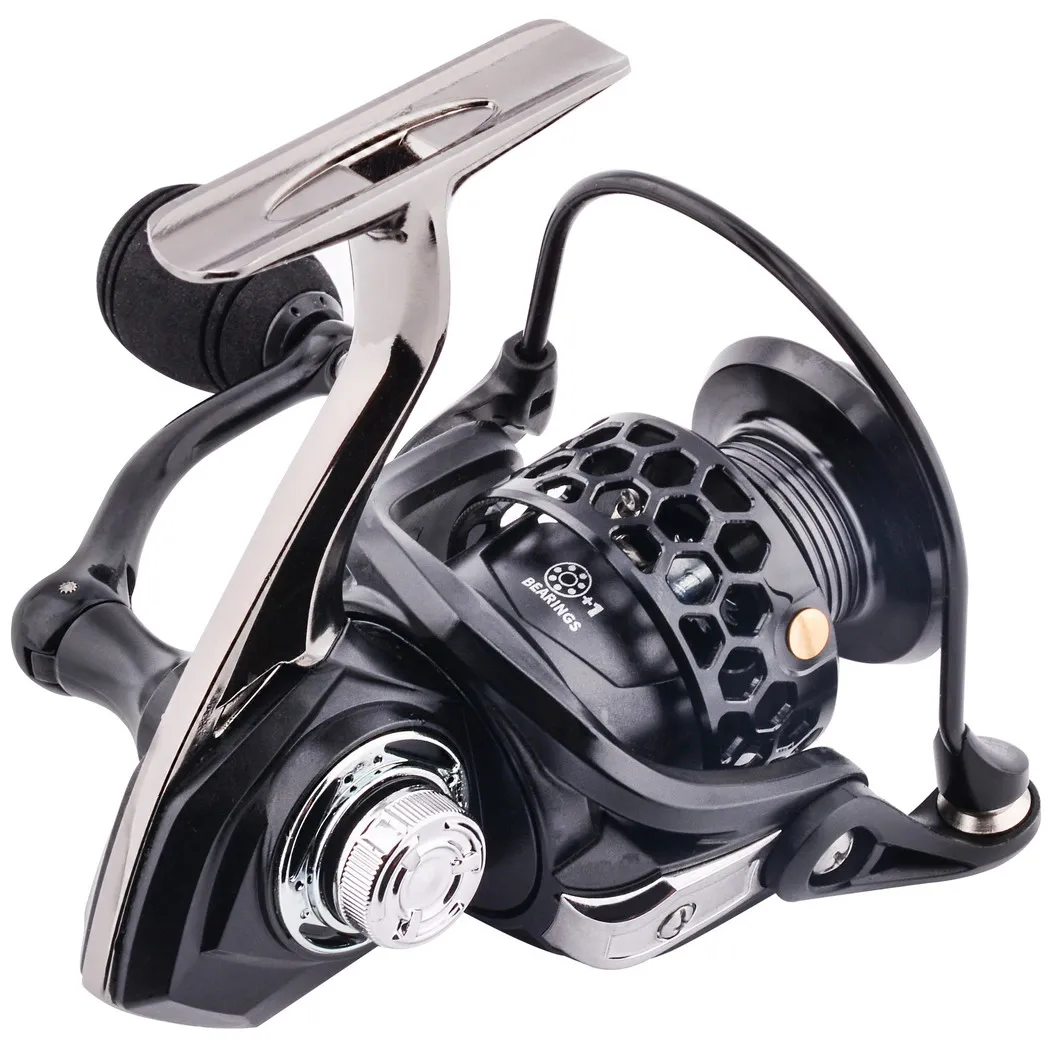 Carrete de pesca giratorio resistente con bobinas inox y manivela - imagen 5