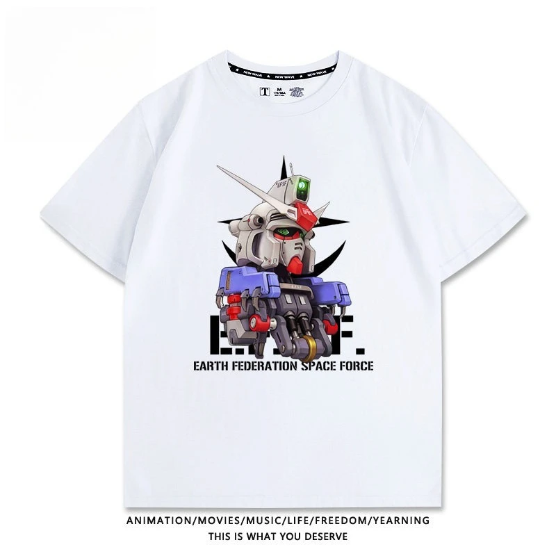 Mobile Suit Gundam Anime MSZ-006 Printed T-shirt Men's and Women's T-shirt Men's Top Sports T-shirt 2026 Summer New Tee