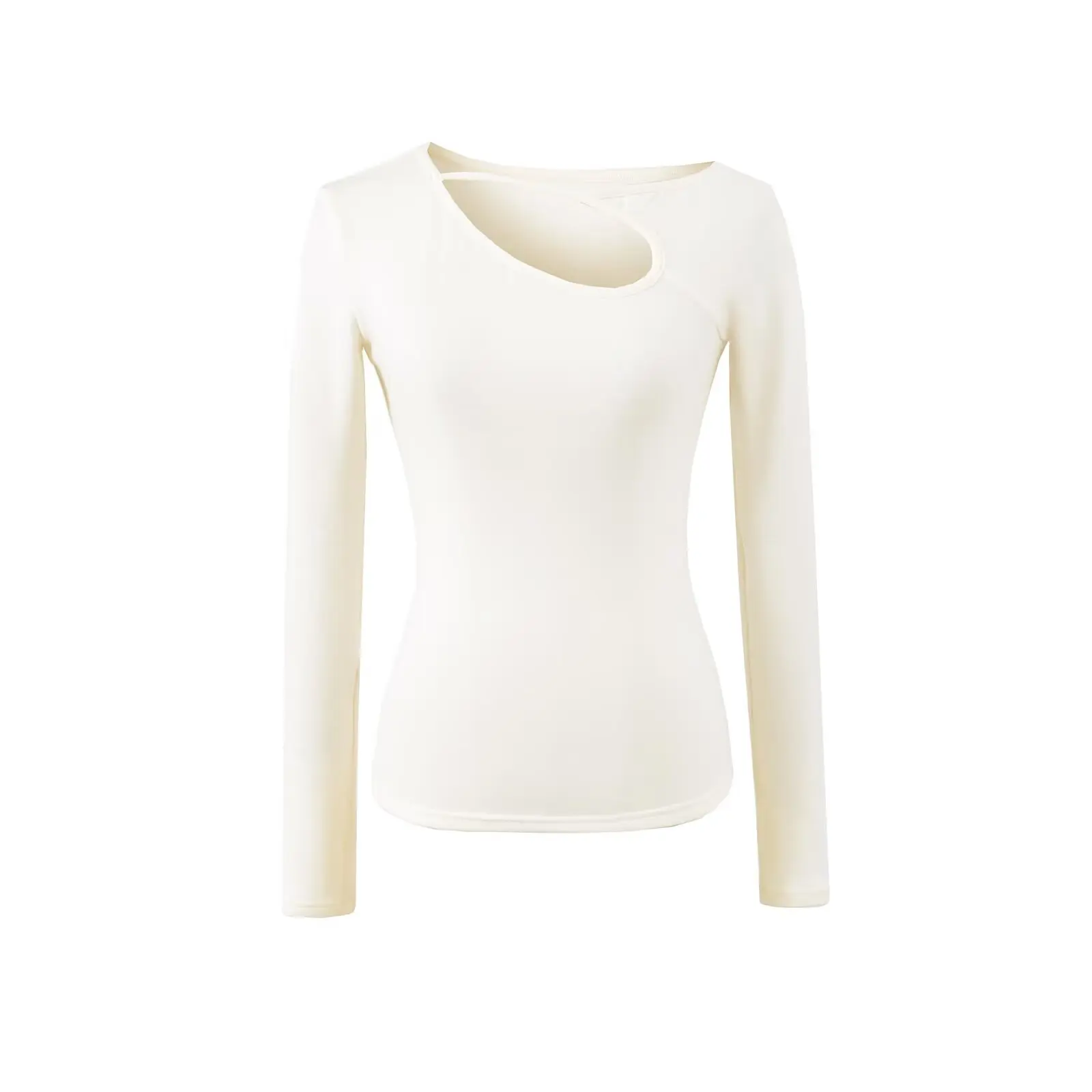 Fce اصطف طويل Sve تي شيرت المرأة الخريف الشتاء الجوف خارج oulder Baring قاعدة irt الفتاة سليم صالح لون نقي #3