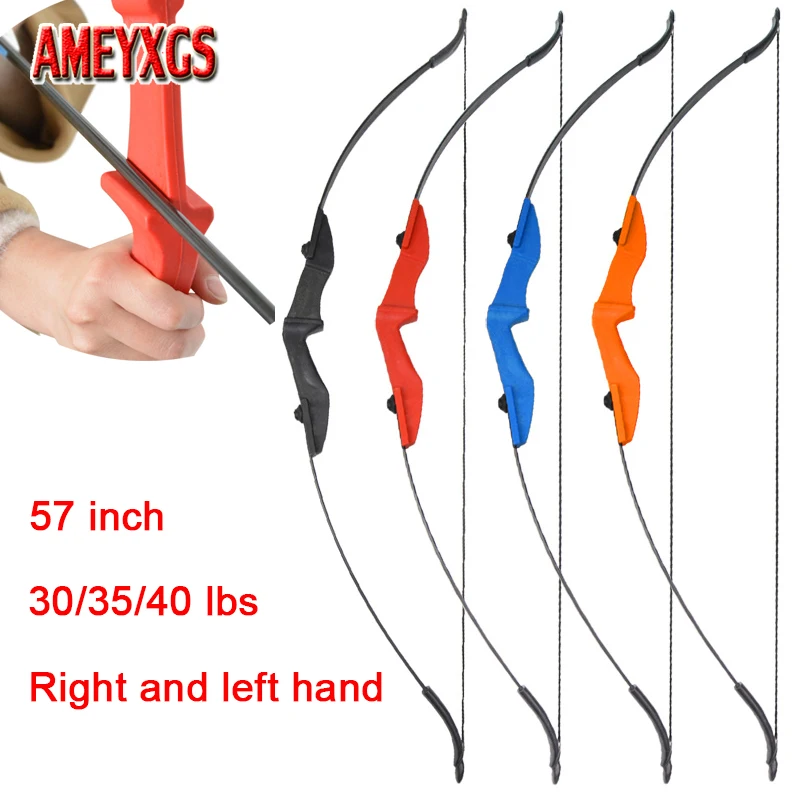 30/35/40lbs Archery Recurve Bow 57inch RH/LH Double Arrow Rest Youth Beginner High Strength Nylon Fiber Riser Shooting Hunting