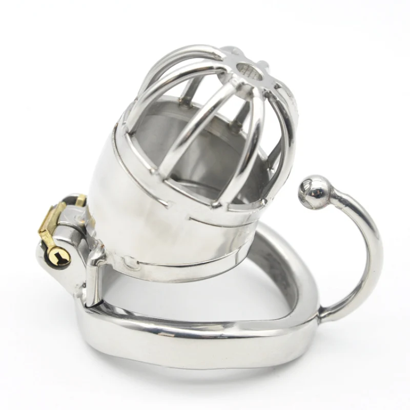 

CHASTE BIRD New Metal 304 Stainless Steel Male Chastity Device Small Cage with Base Arc Ring Penis Belt Sex Toy BDSM C277