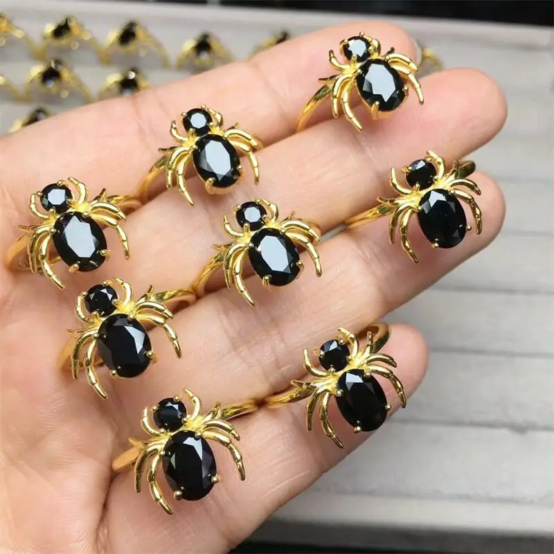 S925 Natural Spinel Spider Ring For Women Fashion Crystal Jewelry Ring Reiki Healing Jewelry Gifts 1pcs