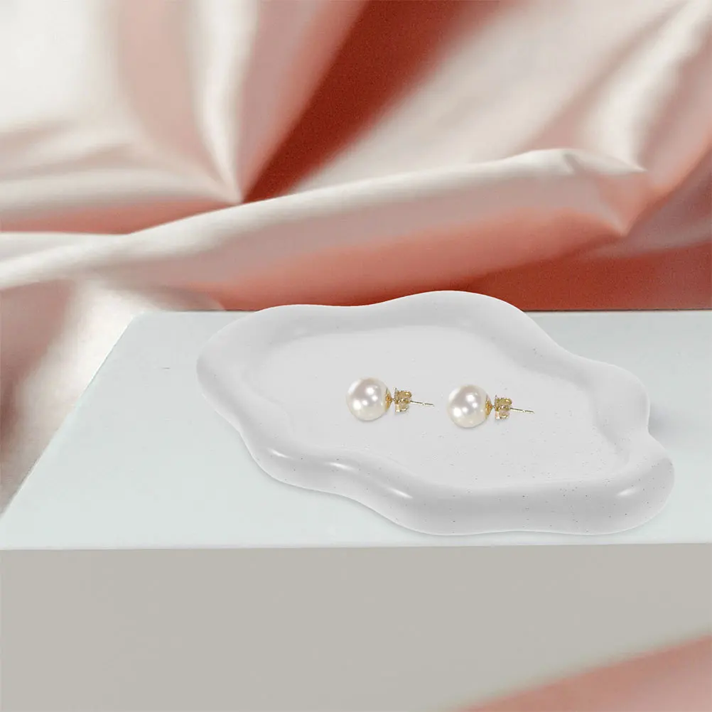 2Pcs Ceramic Tray Luxury Design Necklace Ring Holder Decorative Trinket Dish Storage Organizer Vanity Plate