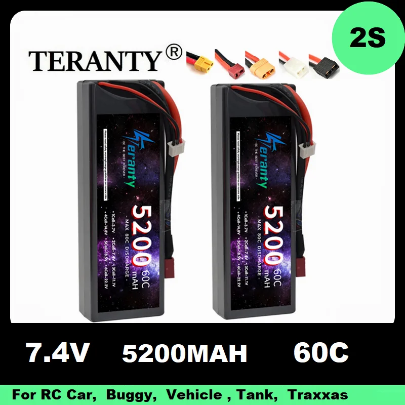 

Teranty 2S Lipo 7.4V 5200mah 60C Hard Case Battery T Deans XT60 TRX XT90 KEP-2P For Car FPV Airplane Truck RC Toys Spare Parts