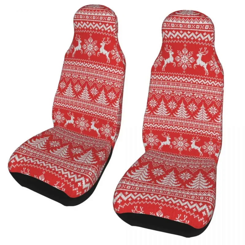 Red Christmas Knit Winter Universal Car Cover Four Seasons For SUV Snowman Deer Seat Covers Fiber Hunting