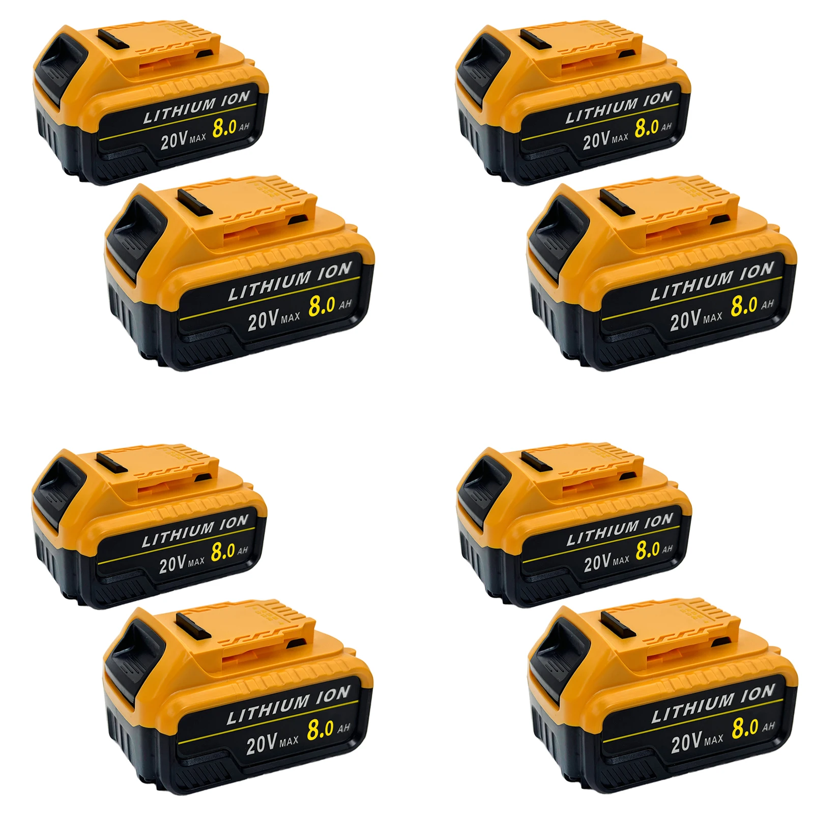 8 Packs Upgraded 8000 mAh DCB205 Li-Ion Battery Replacement for DeWALT 20V MAX Battery, for DeWALT Series Cordless Power Tools