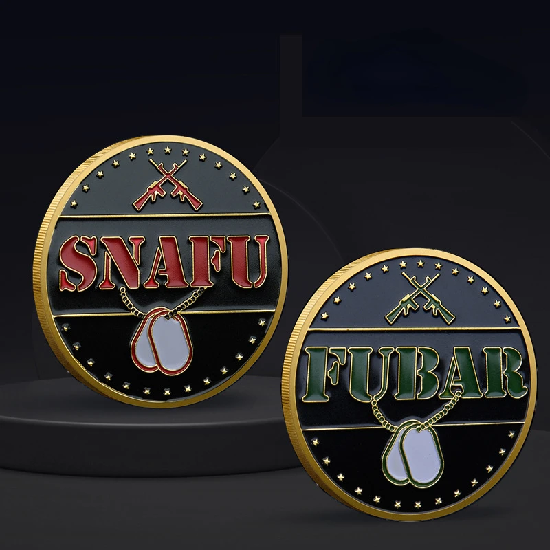 FUBAR SANFU moneta placcata oro US Army compagno Sniper monete Commemorative Fan militare Souvenir Gifts Challenge Coin
