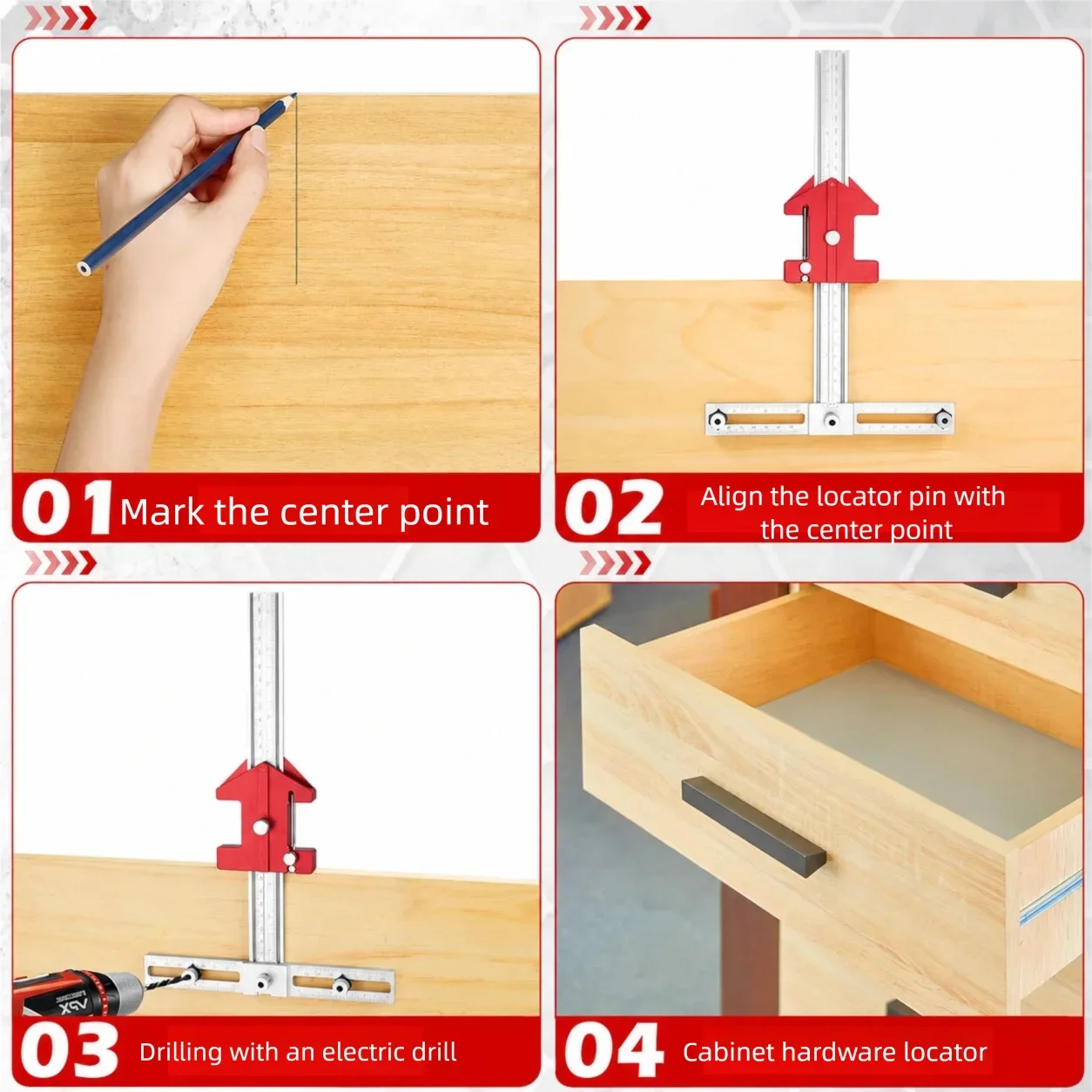 

Woodworking Right-angle Multi-functional Combination Ruler Drill Guide Tool Positioning Assistant Drawer Installation for Home