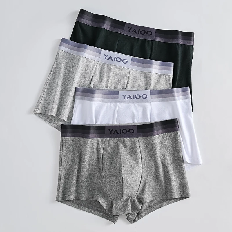 

4Pcs Men's Underwear Hombre Panties Adult Cotton Underwear Boxer Shorts Comfortable Breathable Sexy Underwear Solid Color Trunks