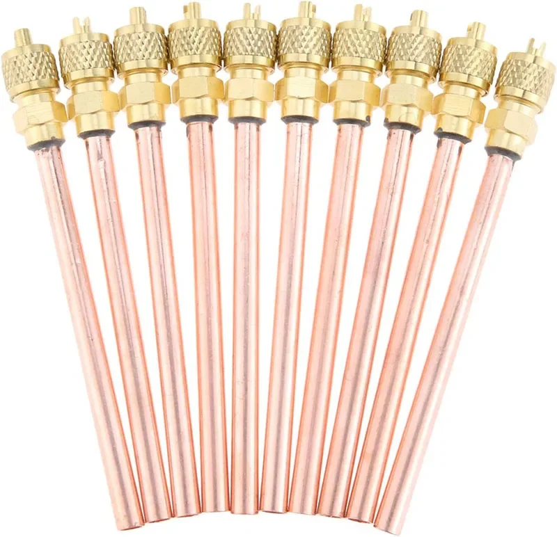 

20pcs High Quality 103mm Air Conditioner Refrigeration Access Valves Fluoride Nozzle 6mm OD Copper Tube Parts Easy Welding