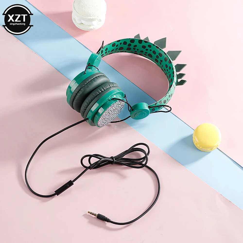 Cute Cartoon Dinosaur Children's Headset Boy with Microphone Wired Headphones Game Music Earphones Birthday Gifts fone de ouvido