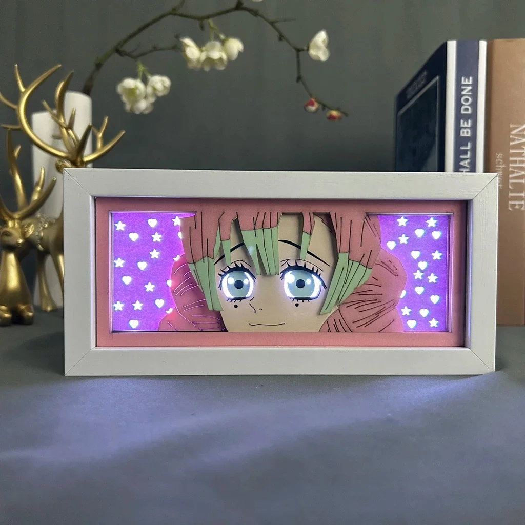 Anime Lightbox Kanroji Mitsuri Led Light Box For Bedroom Decoration Paper Cut Shadow Box Birthday Gift Bedside Night Lamp