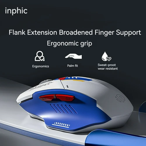 Imagen 2 del producto Ratón inalámbrico Inphic F9 Mecha Edition, ratón silencioso recargable, ratón con luz LED tipo C para ordenador, portátil, juegos de oficina