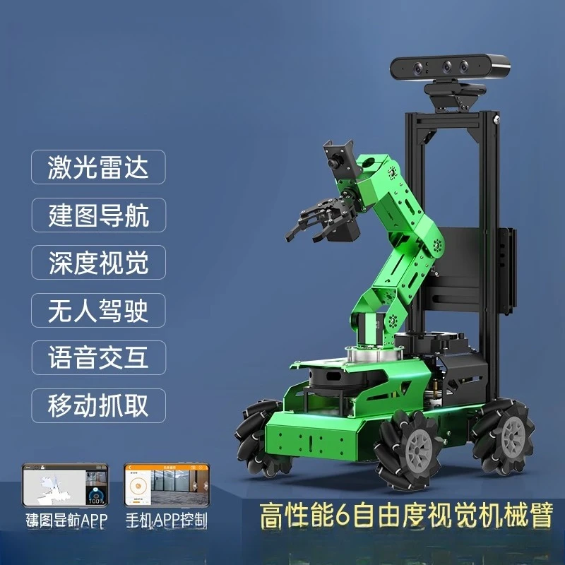 Coche robot, navegación de mapeo, brazo robótico de visión.