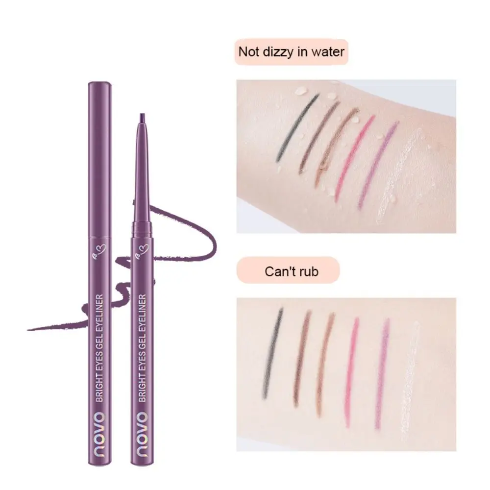 Matita eyeliner liscia impermeabile Glitter Champagne Penna eyeliner gel senza sbavature Viola Matita baco da seta sdraiata a lunga durata Donna