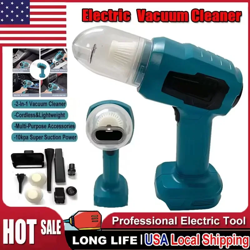 

Мощный мини-электрический пылесос с беспроводным управлением, ручной, для дома, с функцией выдува, 7 насадок, совместим с аккумулятором Makita 18V