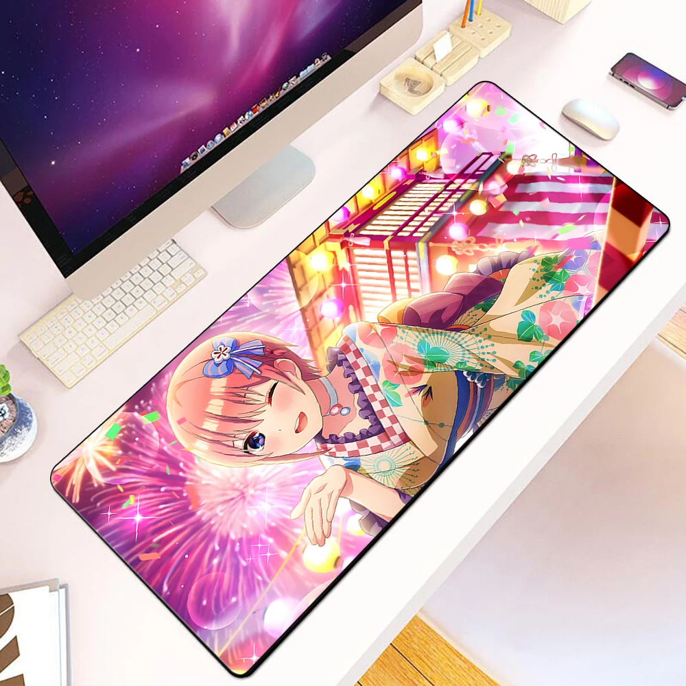 

Коврик для мыши с HD-печатью «Аниме-пятерка», для геймеров, с фиксированными краями, нескользящий, XXL 90x40 см, для клавиатуры и ПК, настольный коврик