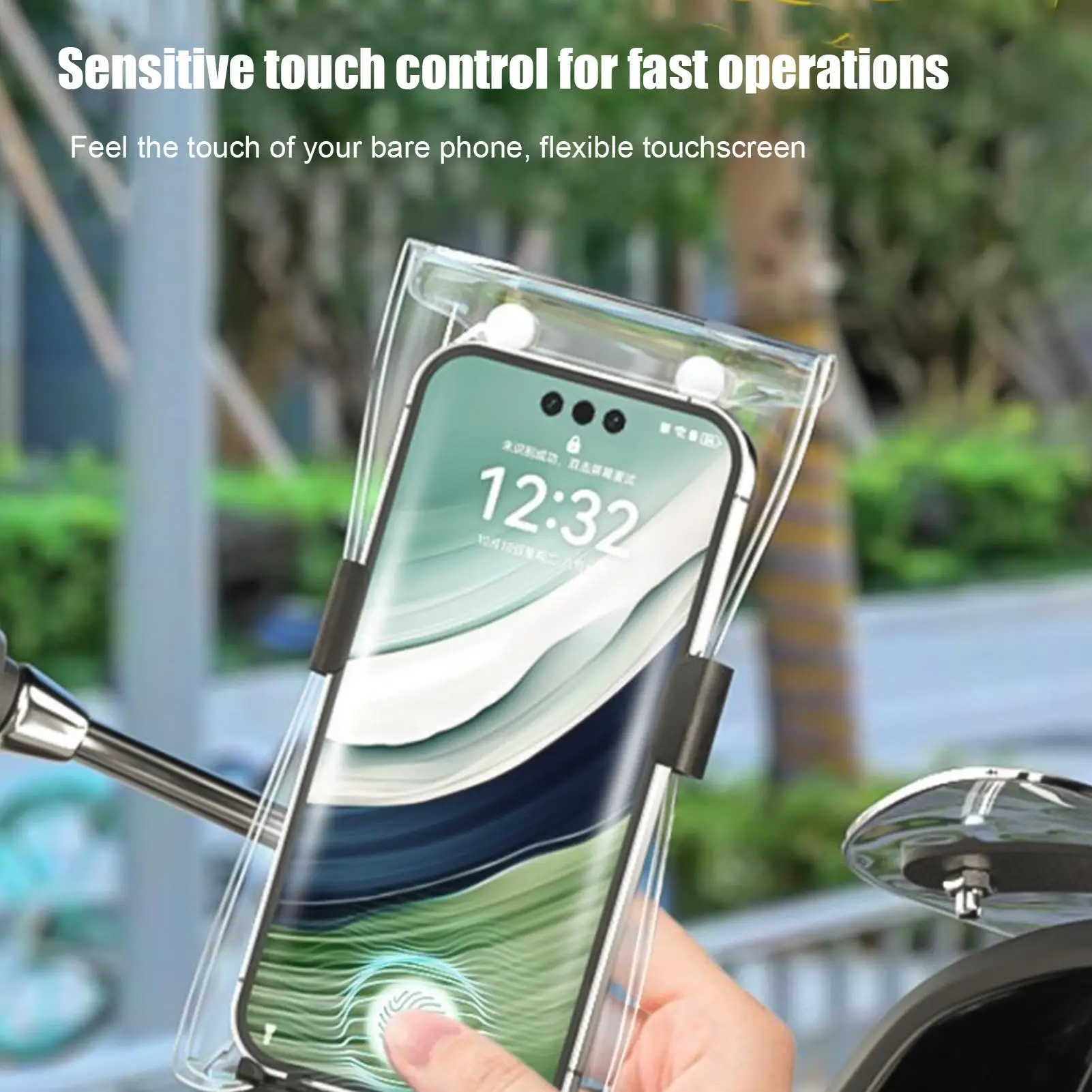 Clear Handlebar Cell Phone Bag Rainproof Sealed Touchscreen Smart Phone Handlebar Bag for Motorcycle Bicycle Navigation Calls view 6