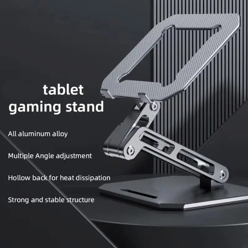 

J1HC Aluminum Tablet Holder for Home Office Kitchen Travel with Easy Foldable Features for 11in/12.9in Notebook Support