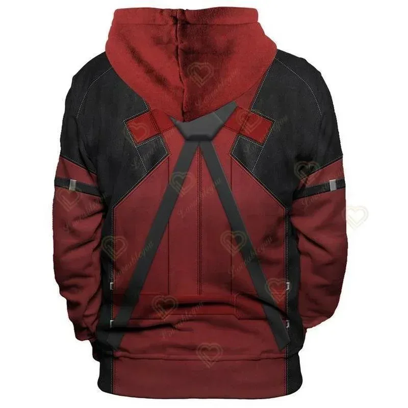 I fan indossano felpa invernale, costume cosplay, felpa con cappuccio Deadpool, top casual a maniche lunghe stampati in 3D per uomo