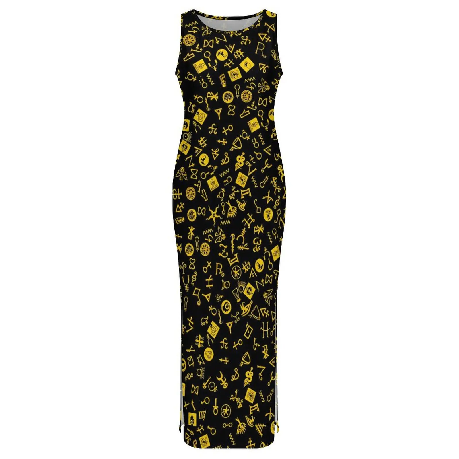 黄色と黒の占星術ボディコンドレス春シンボリコンナイトクラブマキシドレスレディースデザインストリートドレスビッグサイズ 4XL