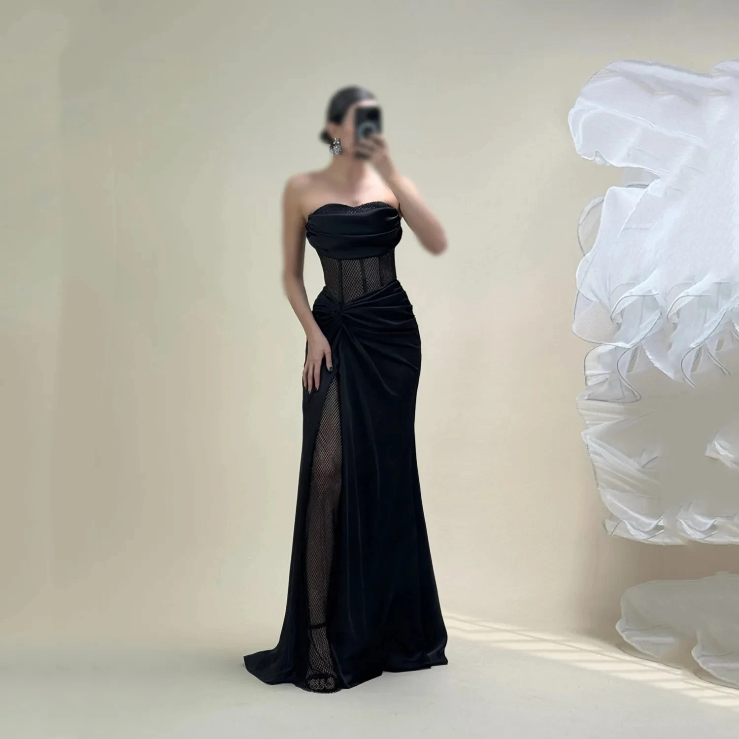 

Черное длинное вечернее платье без бретелек на заказ для особых случаев, выпускного вечера, в стиле пастораль, унисекс, из джерси, ретро, в стиле Дубай, Саудовская Аравия, на заказ