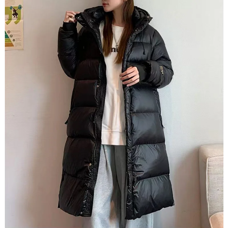 Jaquetas de inverno para mulheres preto engrossar casacos longos pato branco curto com capuz casual outerwear coletes quentes femininos