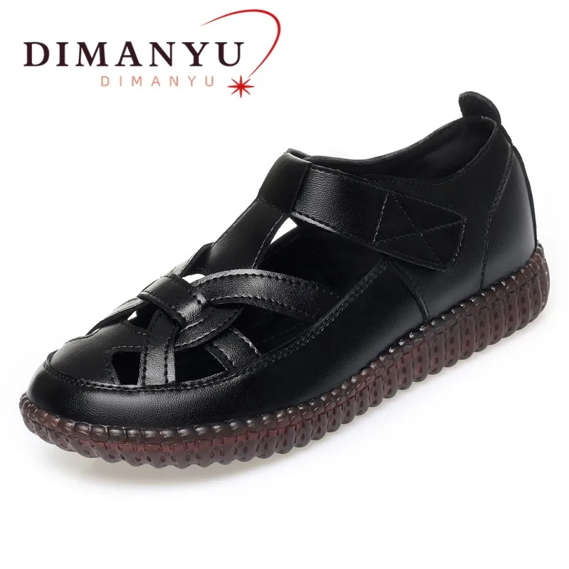 

DIMANYU Roman Sandals Female Summer 2024 New Genuine Leather Hollowed-out Mom Shoes Large Size Non-slip Sandals For Women