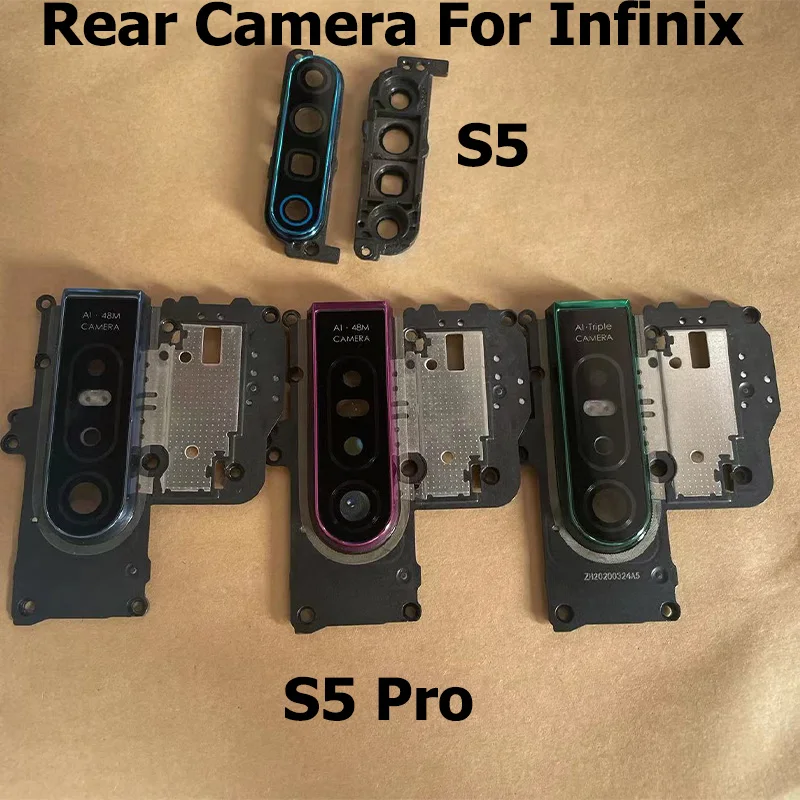 Rear Camera GlassLens With Frame For Infinix S5 Pro Housing Back Camera Glass Lens With Cover Frame Holder X652 X660 X660C X660B