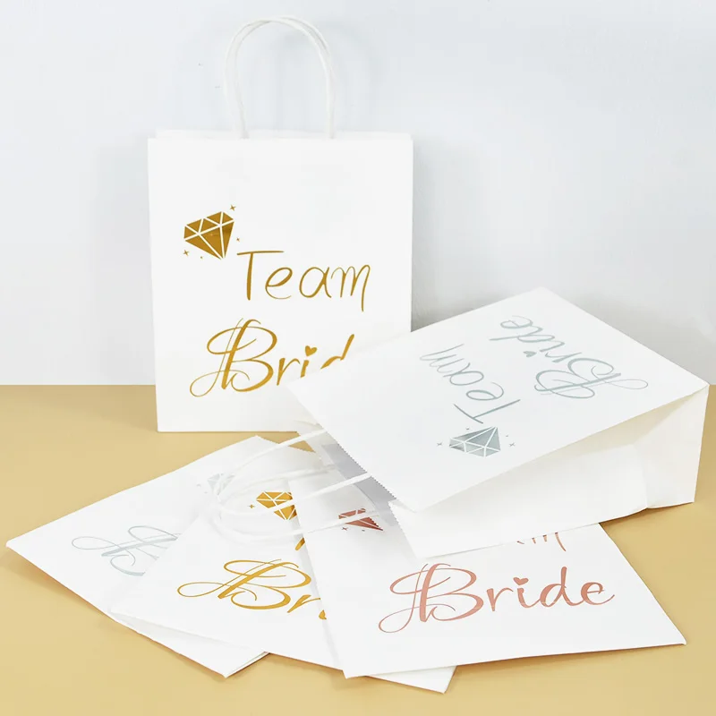 

3/1Pc Team Groom And Team Bride Paper Bag Bride Shower Marriage Wedding Party Gifts Packaging Handbag for Guest Gifts Supplies