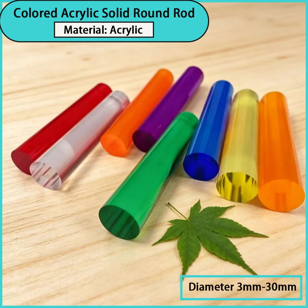 3mm-30mm diameter colored acrylic solid round rod used for advertising decoration, handmade crafts, lighting fixtures, etc