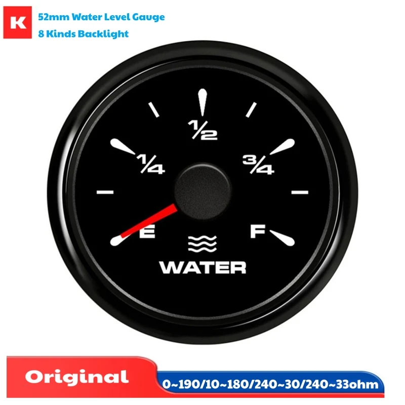 Image of 52mm Wasserstandsanzeigen 0-190 Ohm 10-180 Ohm 240-30 240-33 Ohm Eingangssignal Wasserstandsmesser mit 8 Arten Hintergrundbeleuchtung für Autos
