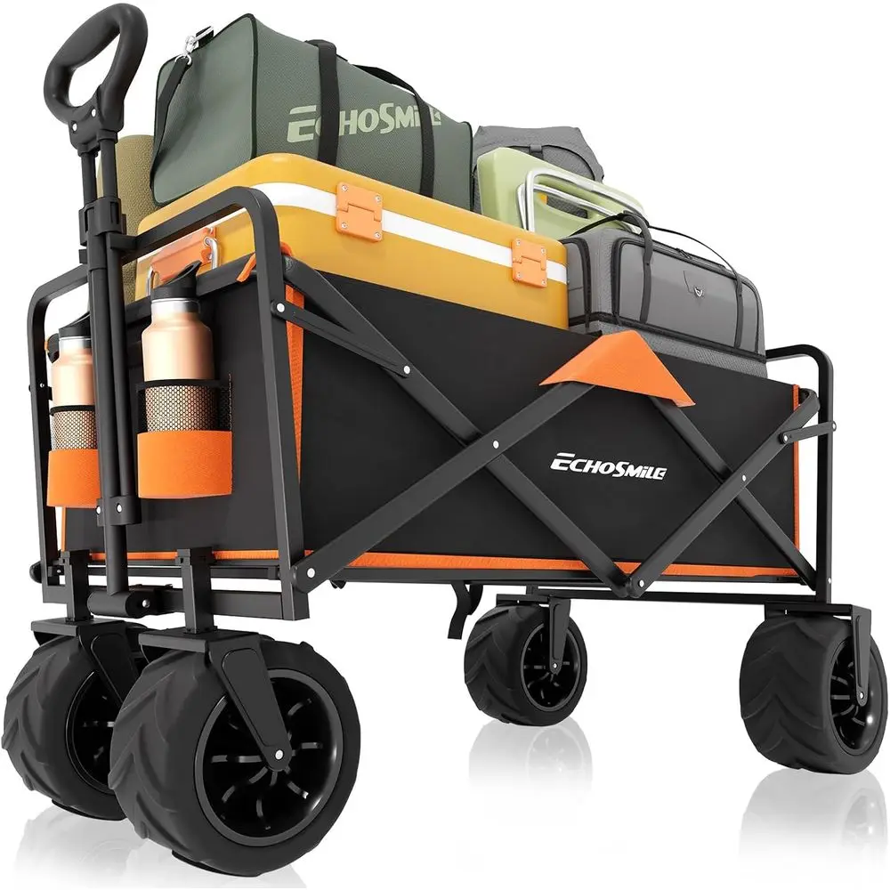 

Heavy Duty 350 Lbs acity Collapsible Wagon, Outdoor olding Camping Grocery Portable Utility Cart, Adjustable Rolling Carts, All