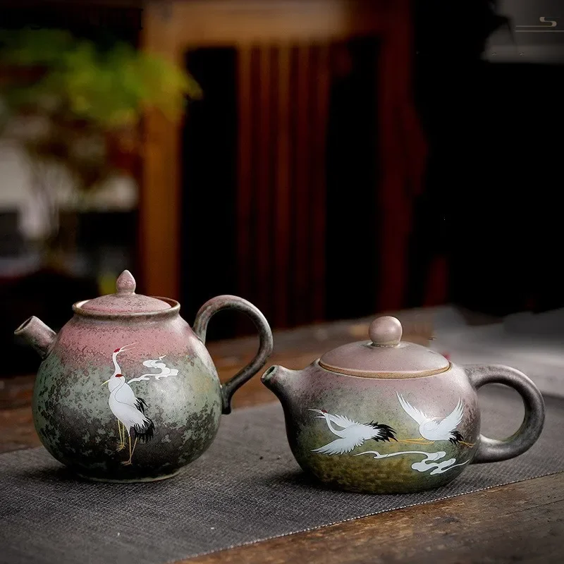 Vintage Kiln change ceramics Tea pot Chinese tea set porcelain teapot Oolong tea Handmade kettle Jingdezhen customization