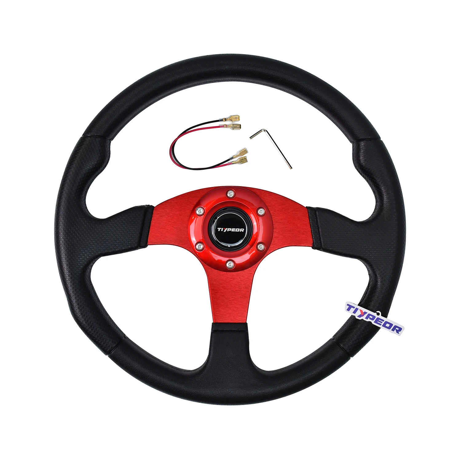 

TIYPEOR Universal 350mm Steering Wheel PU Leather 14 Inch Diameter Car Steering Wheels with Horn Button Included for Racing