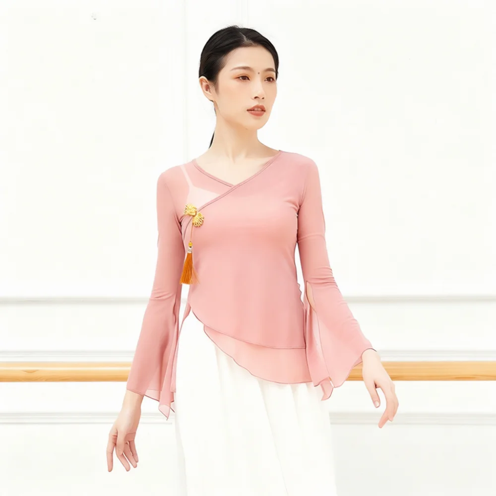 Ethnic Fashion Studio - 여성용 클래식 댄스 유니폼 시어 메쉬