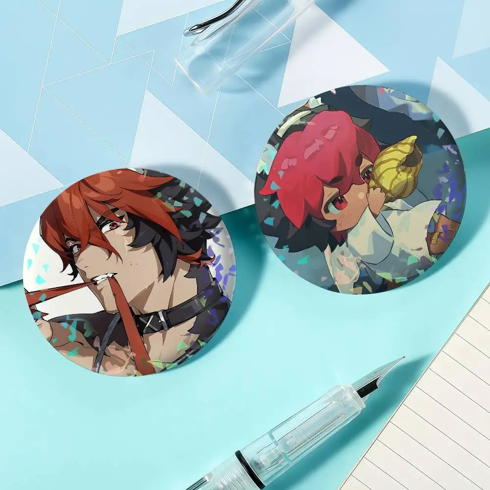 Game ZZZ Komano Manato Laser Badge Lapel Pins for Backpacks Briefcase Brooch Clothes Gifts