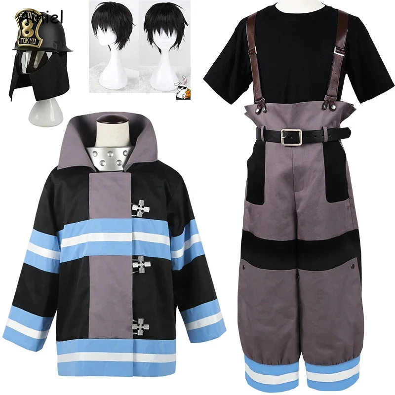 Shinra Kusakabe disfraz abrigo pantalones chaquetas Fire Force Cosplay disfraz Enen no Shouboutai bomberos Asa Boiru uniforme hombres niños