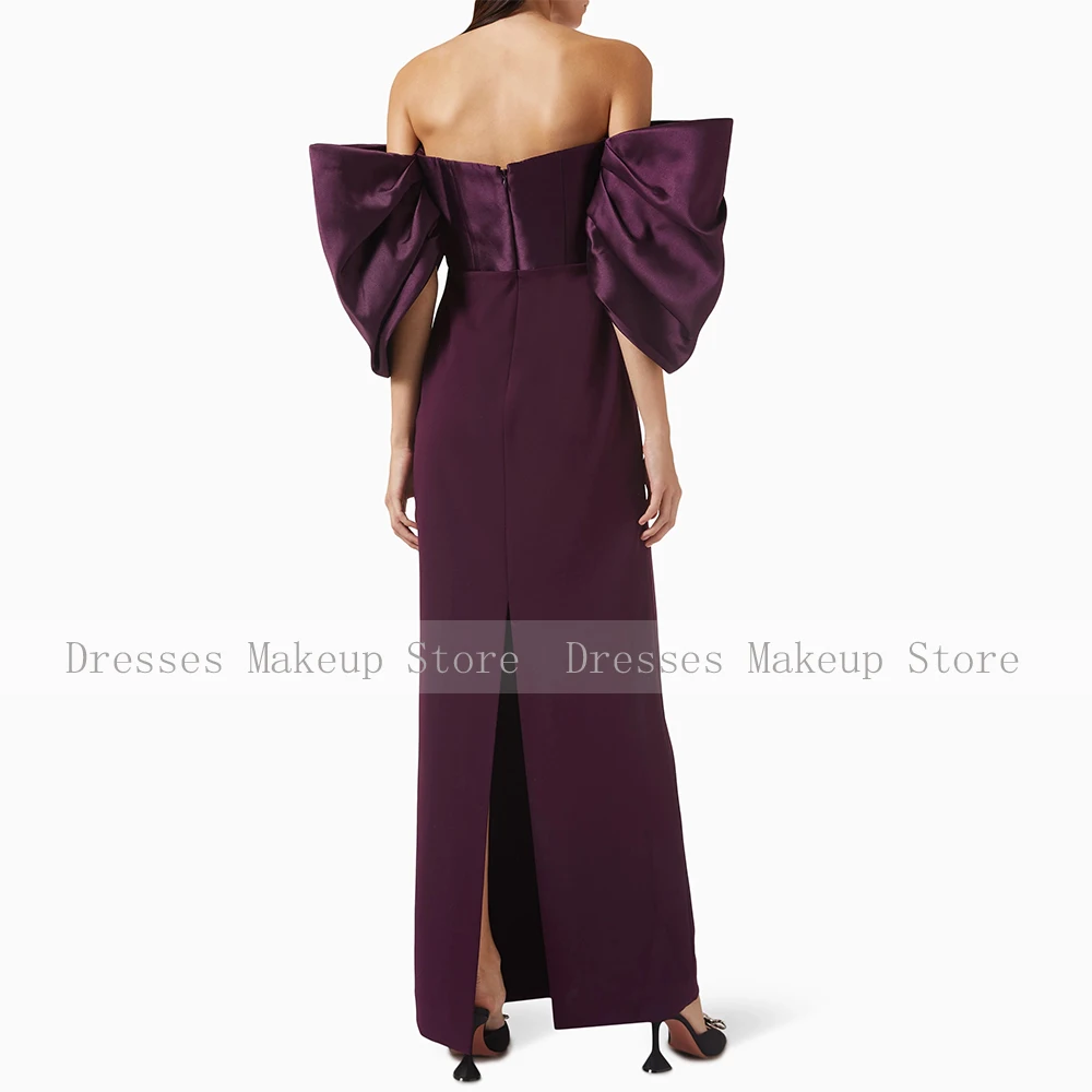 Dark Purple Evening Dress Off the Shoulder Strapless Column Evening Gowns for Women 2025 Ankle Length Elegant Formal Party Dress image 2